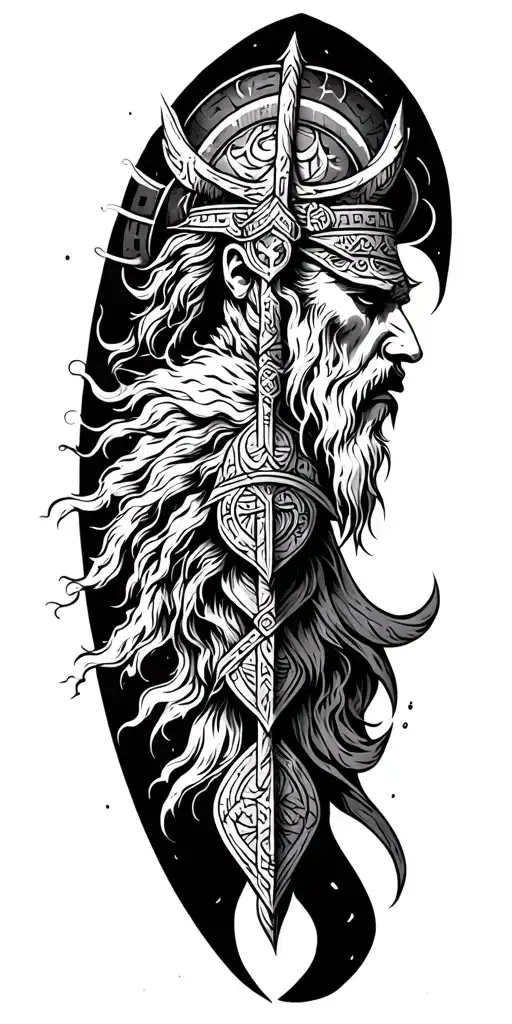 norse runic design featuring gods tattoo design idea