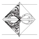 Gemini and Aquarius patern geometrical tattoo design idea