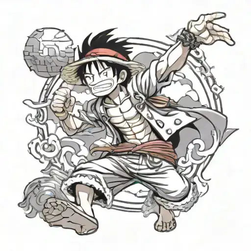 monkey d luffy one piece incorporating elements tattoo design idea