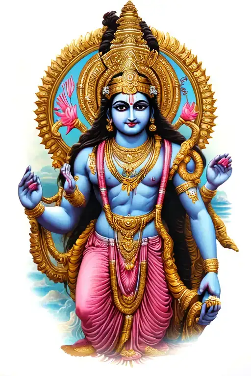 Lord vishnu in all dasha avatar by there life story tattoo design idea