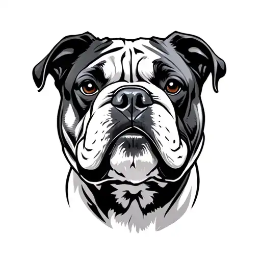 design a sleeve of my XL American Bully. His name is Thor and he is Black and White. Born 14 February 2021. Thor Hammer  tattoo design idea