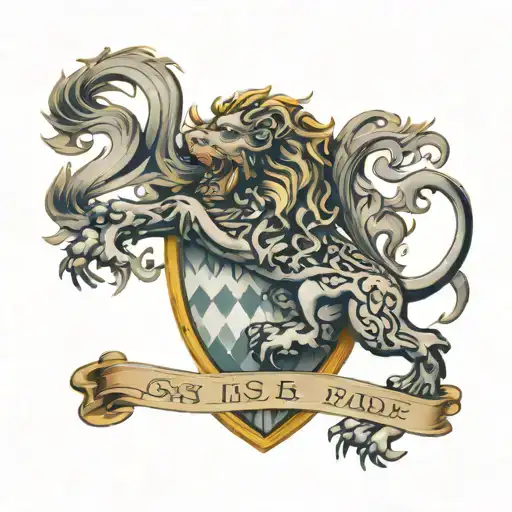 gates family crest with lion rampant on the shield tattoo design idea