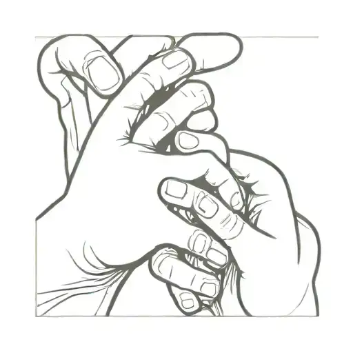 two twiddling thumbs and interlocked fingers tattoo design idea