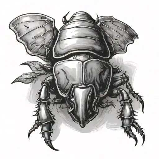 rhino beetle resting tattoo design idea