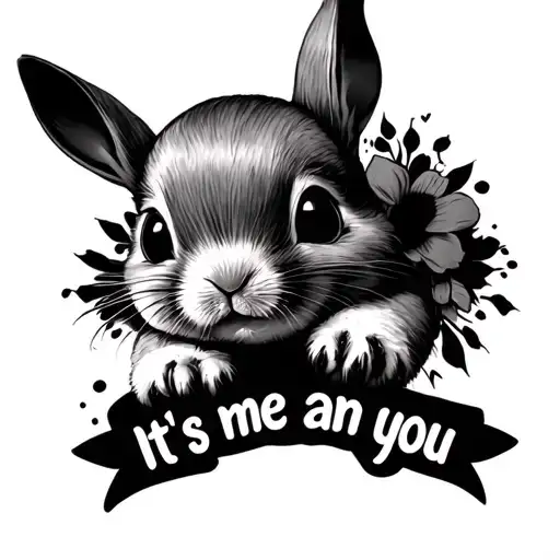bad bunny logo with baby girl it's me an you lyrics tattoo design idea