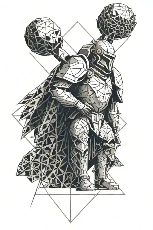 Balance and Creativity Civil Engineer in an armor wielding  tattoo design idea