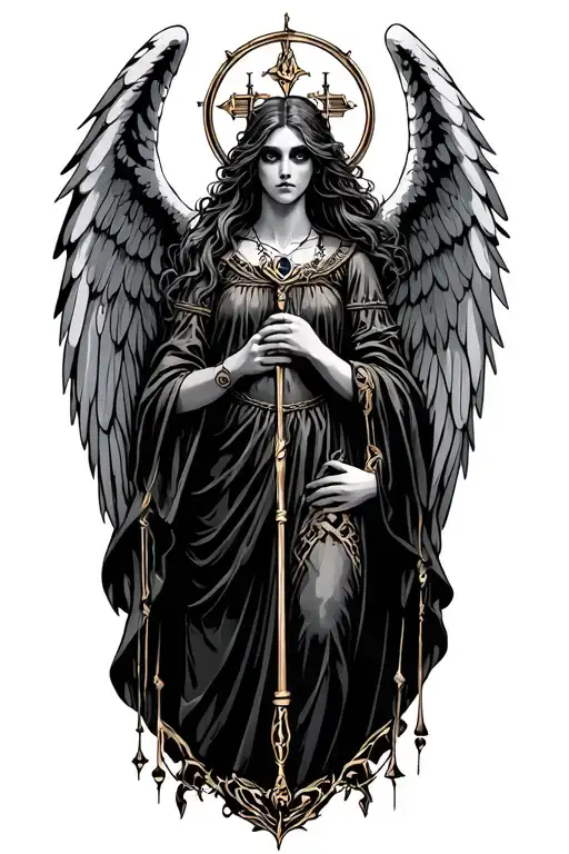 angel libra zodiac sign incorporated tattoo design idea