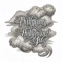 philippians 4:13 written with clouds tattoo design idea