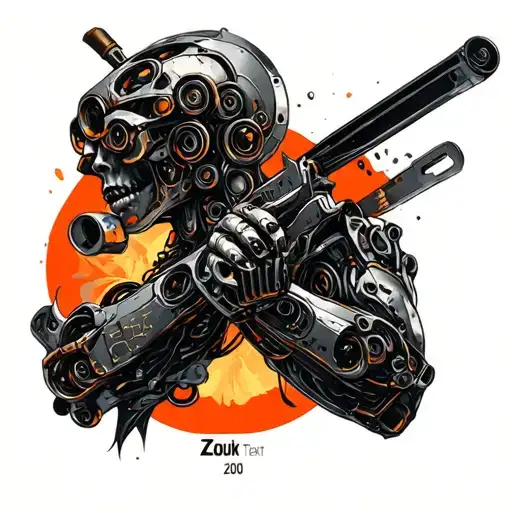 "Zouk" mech being printed tattoo design idea