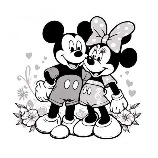 Mickey mouse and Minnie mouse memorial tattoo mom and dad tattoo design idea