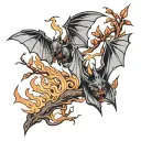 CJ, Small bats, fire rising tattoo design idea