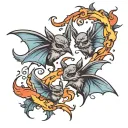 CJ, Small bats, fire rising tattoo design idea