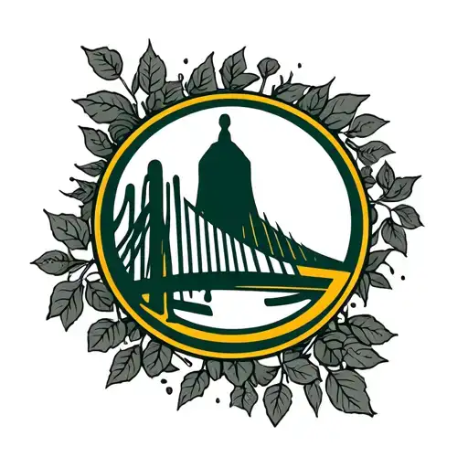 Green Bay packers and golden state warriors logos surrounded by ivy tattoo design idea