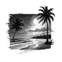 beach theme half sleeve tattoo design idea