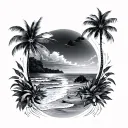 beach theme half sleeve tattoo design idea