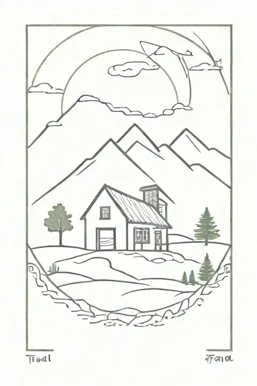 trail head opening to a stable mind body soul tattoo design idea