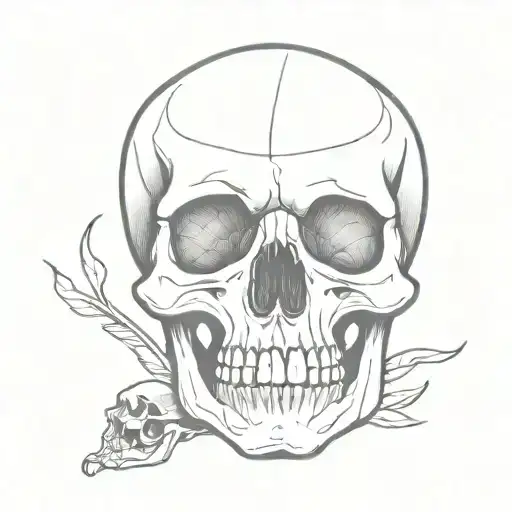 realistic skull with canndle burning on top tattoo design idea