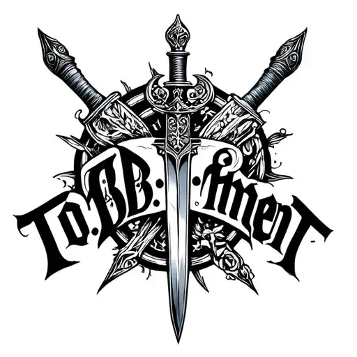 "B.D.B.   Tohrment" "B.D.B.       Tohrment" dagger surrounded tattoo design idea