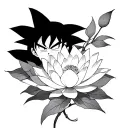 Goku and lotus flower blooming tattoo design idea