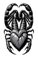 Scorpion that holds a heart tattoo design idea