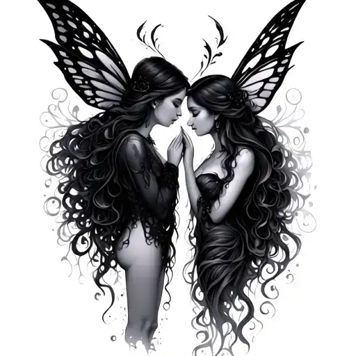 fairy lovers twin flames separated depression tattoo design idea