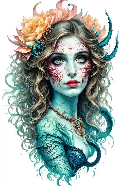 Evil Mer Maid tattoo design idea