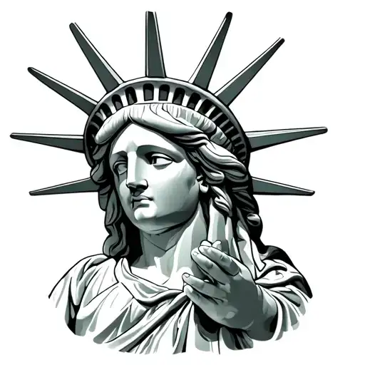 Statue of Liberty praying hands tattoo design idea