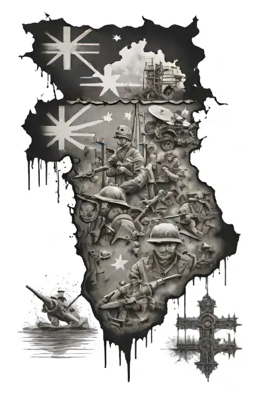 Australia war trenches tattoo design idea