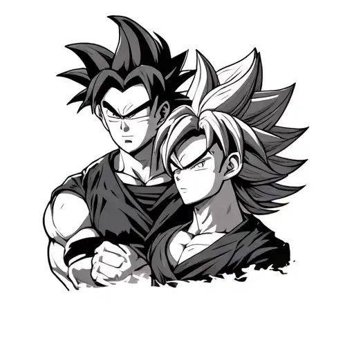 vegito and gogeta half sleeve tattoo design idea