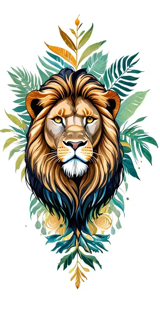 Leo lion with jungle tattoo design idea