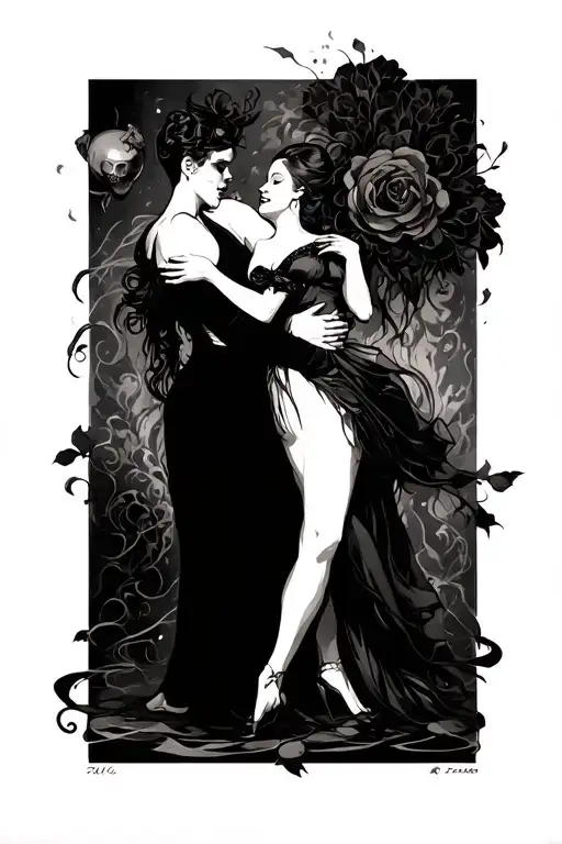 Macabre dance tattoo design idea