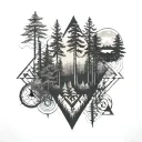 forest geometry patterns tattoo design idea