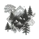forest geometry patterns tattoo design idea