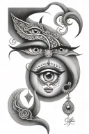 durga eyes with third eye tattoo design idea