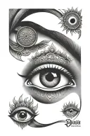 durga eyes with third eye tattoo design idea