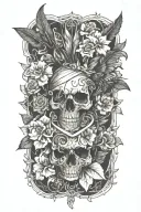no boarder add skull add bullets tattoo design idea