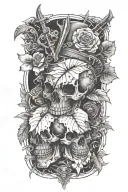 no boarder add skull add bullets tattoo design idea