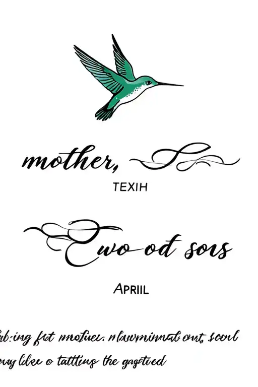 "hummingbird, mother, two sons" April tattoo design idea