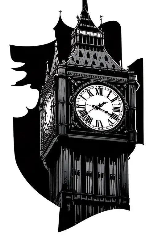 big ben clock tower, gibson SG, AC/DC tattoo design idea