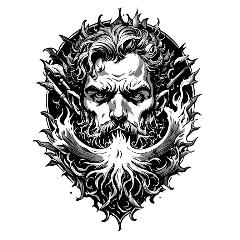 Hephaestus working forge hanmering tattoo design idea