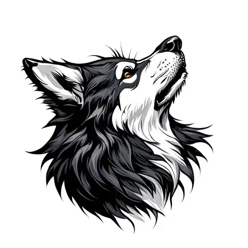 a wolf howling tattoo design idea