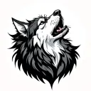 a wolf howling tattoo design idea