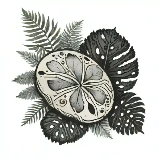 Sand Dollar wrapped in ferns tattoo design idea