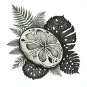 Sand Dollar wrapped in ferns tattoo design idea