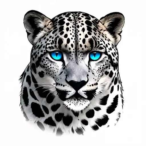 Snow leopard with Blue eyes tattoo design idea