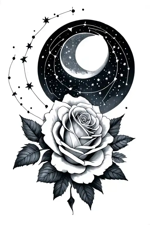 deathly hallows roses moon cancer constellation  tattoo design idea