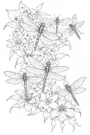 dragonflies, lillies, butterflies tattoo design idea