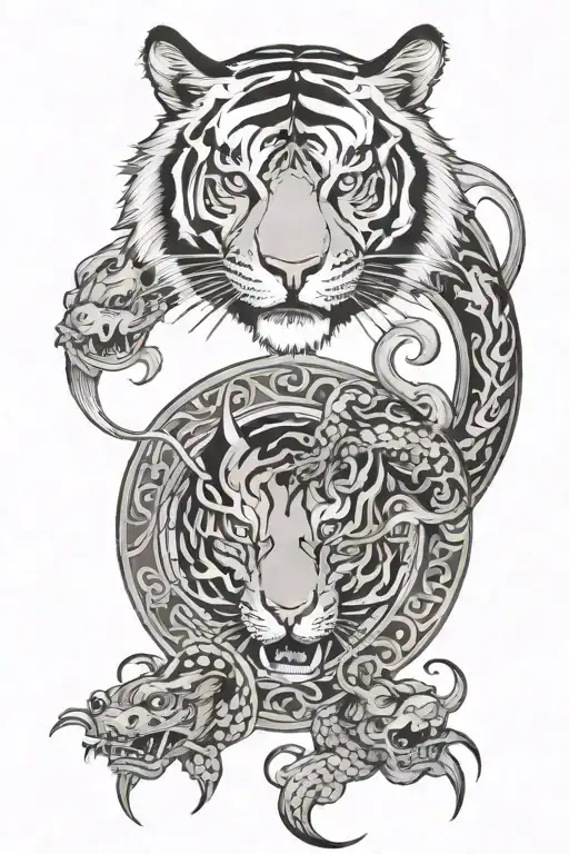 tiger and dragon yin yang tattoo design idea