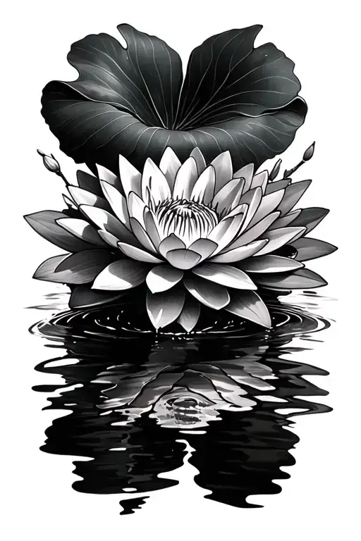 tiger water lily flower tattoo design idea