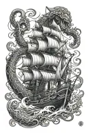 kraken attacking a ship tattoo design idea
